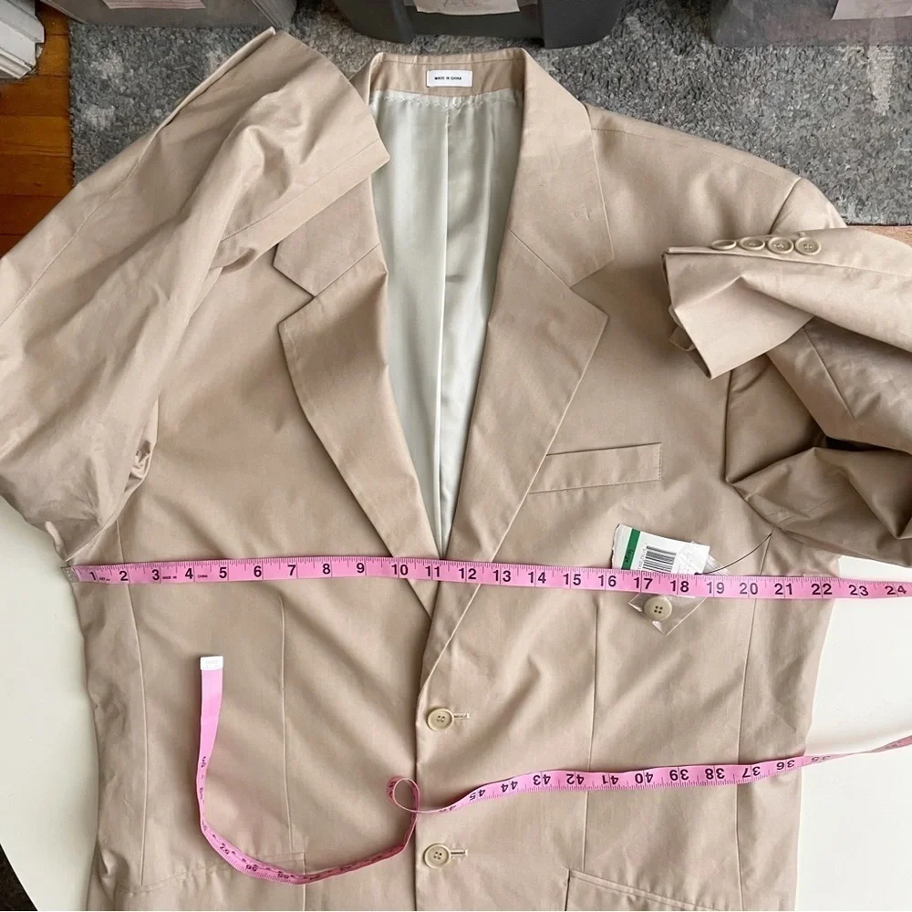 Calvin Klein Men’s Cotton Silk Blend Blazer Jacket Light Khaki Size Large New